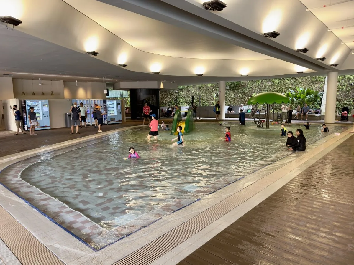 Sheltered wading pool for young children at Bukit Canberra Swimming Complex